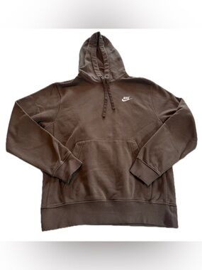Nike Brown Hooded Pullover Sweatshirt with White Logo